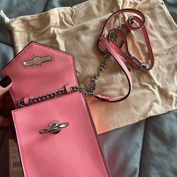 NWT Rebecca Minkoff Pink Leather Crossbody Bag with Dust Bag - Picture 5 of 9